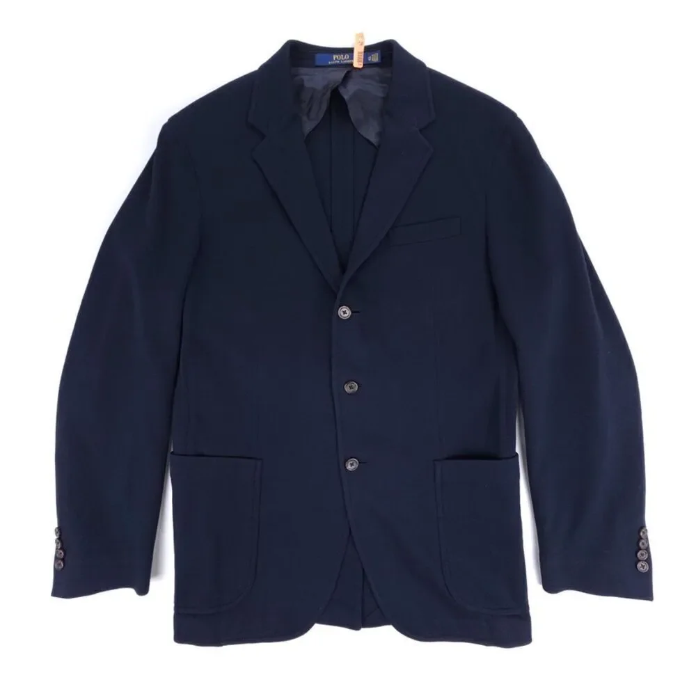 POLO Ralph Lauren Unlined Knit Blazer Jacket Navy Blue Old Money Quiet Luxury 42